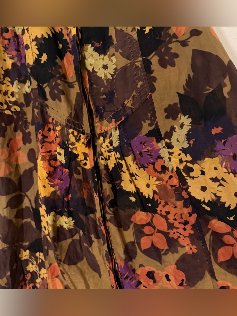 Coldwater Creek Cotton and Silk Blend Earth Tone Floral Button Up Tunic Women XL - Picture 6 of 13